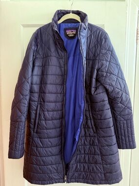Patagonia Radalie Women's Navy Quilted Long Puffer Coat XL